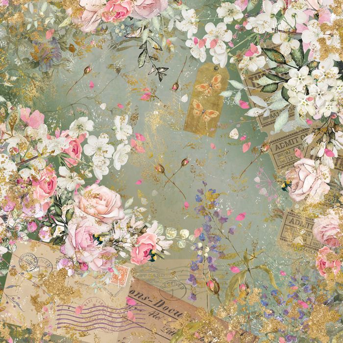 NGA-VR-PAD12 Nature's Garden Vintage Rose 12" x 12" Paper Pad