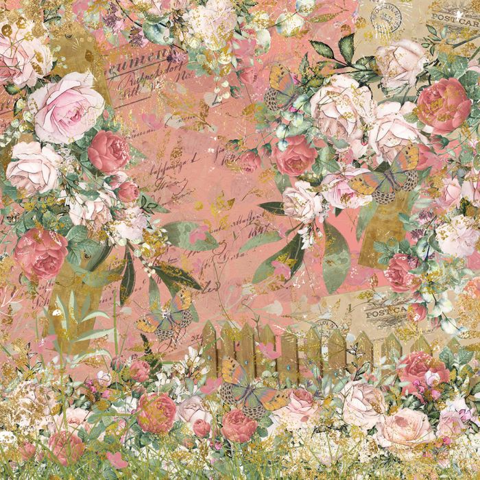 NGA-VR-PAD12 Nature's Garden Vintage Rose 12" x 12" Paper Pad