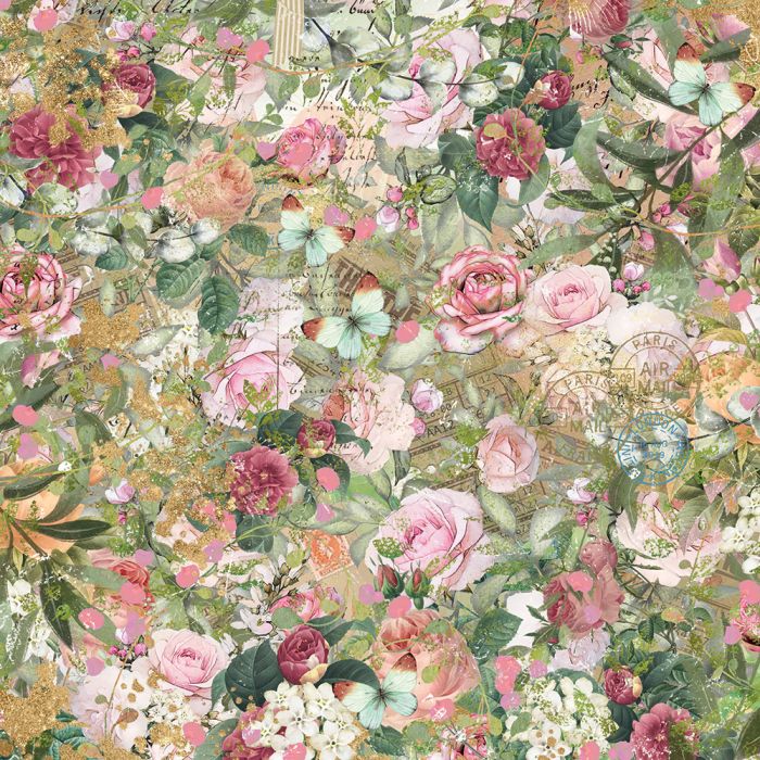 NGA-VR-PAD12 Nature's Garden Vintage Rose 12" x 12" Paper Pad