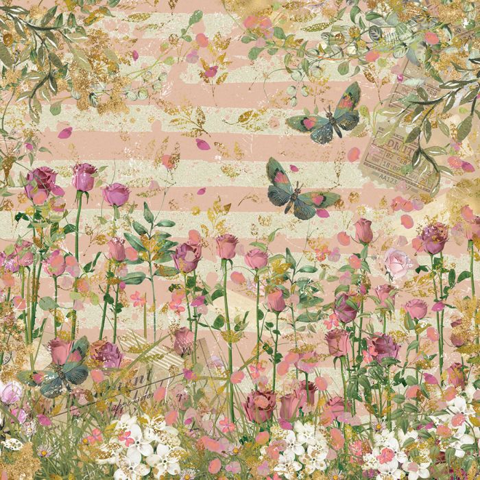 NGA-VR-PAD12 Nature's Garden Vintage Rose 12" x 12" Paper Pad