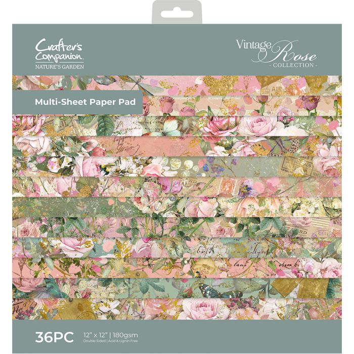 NGA-VR-PAD12 Nature's Garden Vintage Rose 12" x 12" Paper Pad