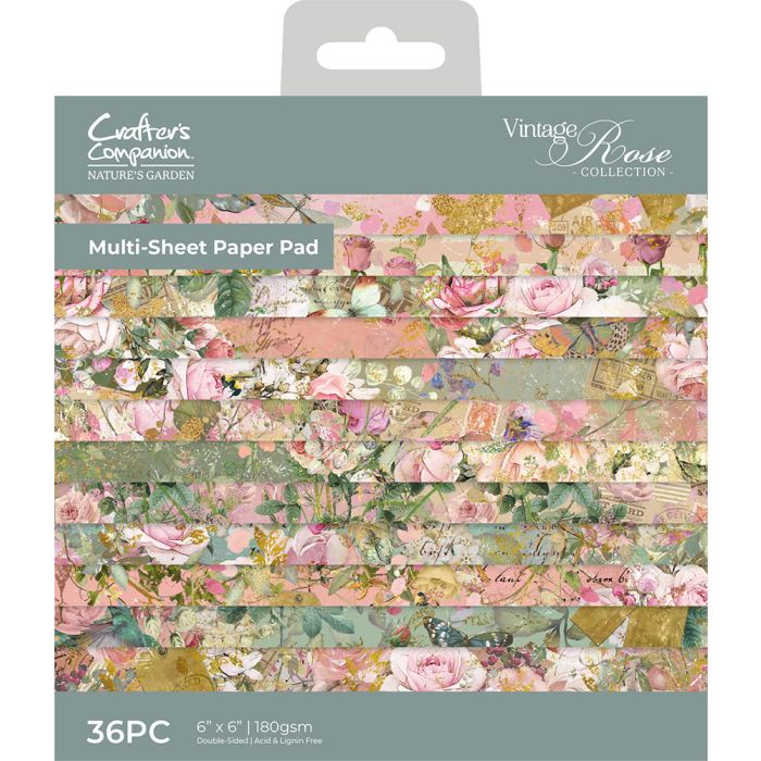 NGA-VR-PAD6 Nature's Garden Vintage Rose 6" x 6" Paper Pad