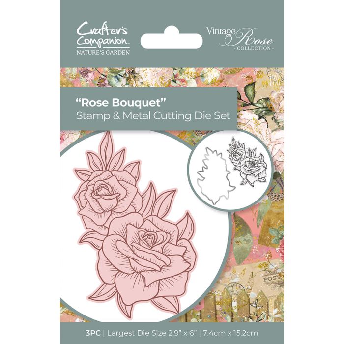 NGA-VR-STD-RBO Nature's Garden Vintage Rose Stamp & Die - Rose Bouquet