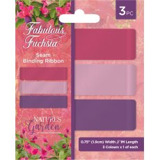 NGA-FF-SRIB Nature's Garden Fabulous Fuchsia Seam Binding Ribbon 3 Piece