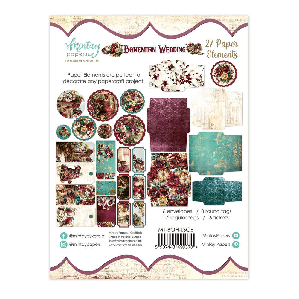 MT-BOH-LSCE BOHEMIAN WEDDING - Paper Envelopes and Tags - MINTAY MINTAY - die cuts