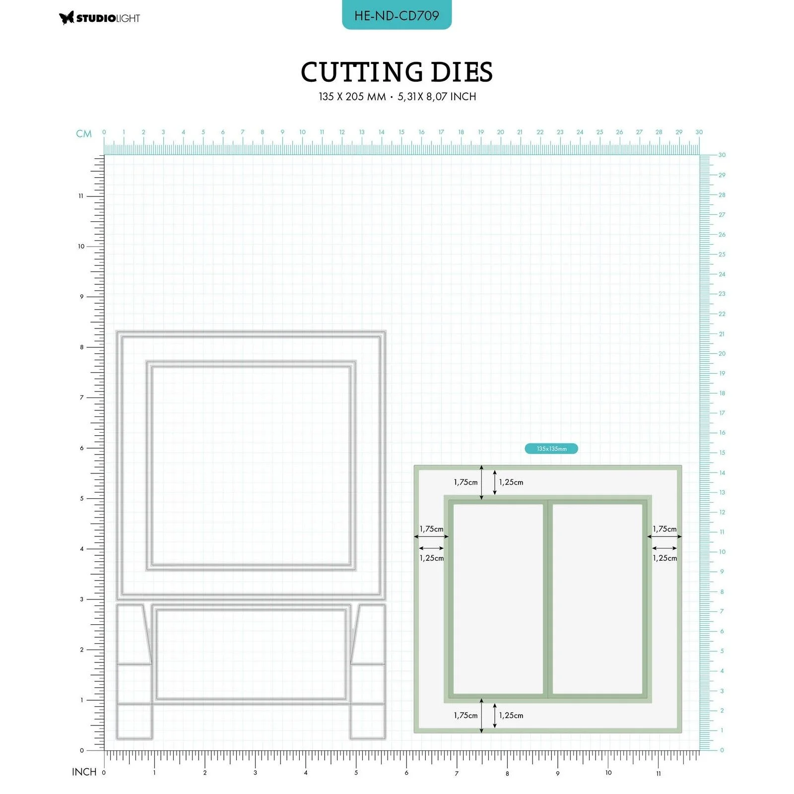 HE-ND-CD709 Studio Light • Natures Dream Cutting Dies Square Duo Flip Card