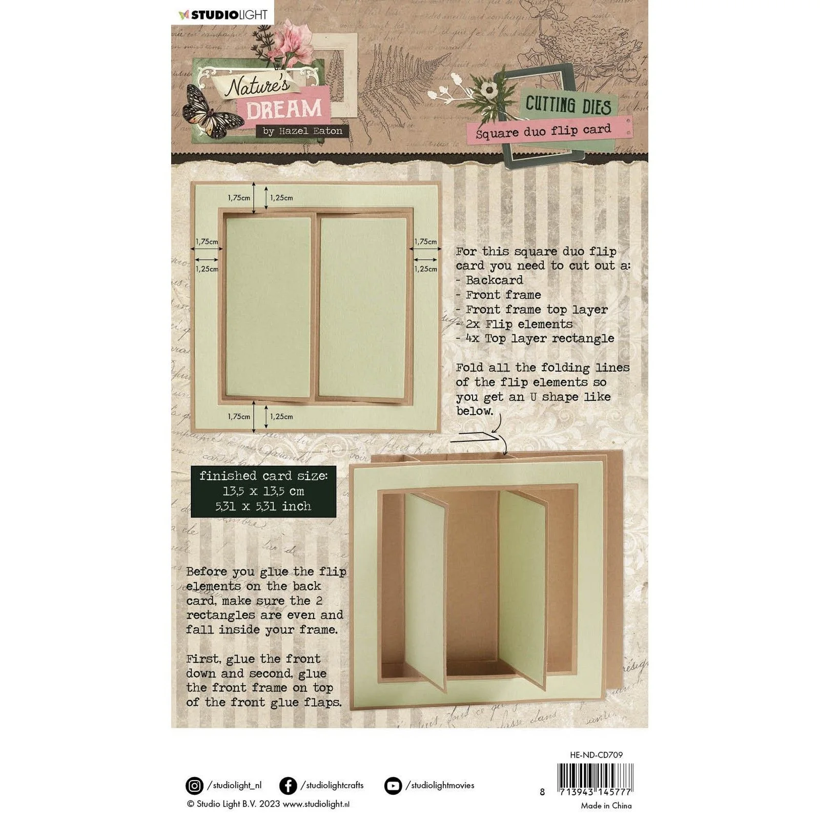 HE-ND-CD709 Studio Light • Natures Dream Cutting Dies Square Duo Flip Card