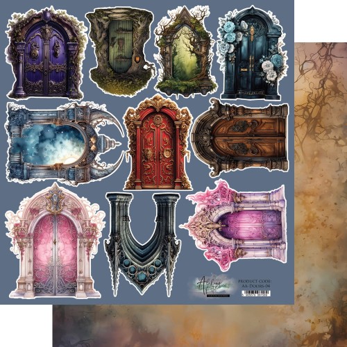 AA-DOORS-04 Alchemy of Art - Elements for self-cutting out 12x12" Legends of the magic school -DOORS 04