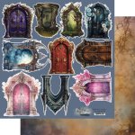AA-DOORS-04 Alchemy of Art - Elements for self-cutting out 12x12" Legends of the magic school -DOORS 04