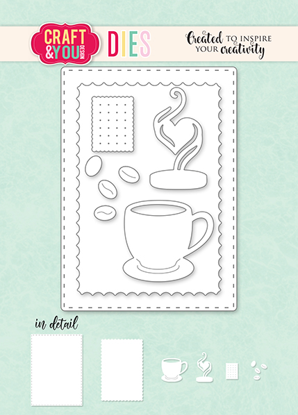 CW262 Cutting Die - ATC Frame with a cup of cofee - Craft&You Design