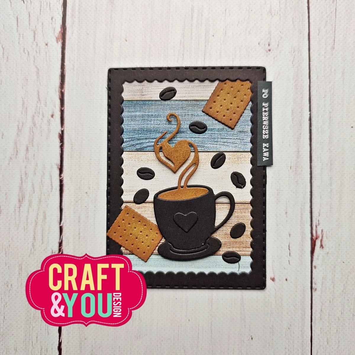 CW262 Cutting Die - ATC Frame with a cup of cofee - Craft&You Design