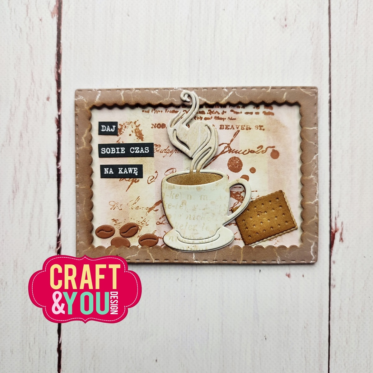 CW262 Cutting Die - ATC Frame with a cup of cofee - Craft&You Design