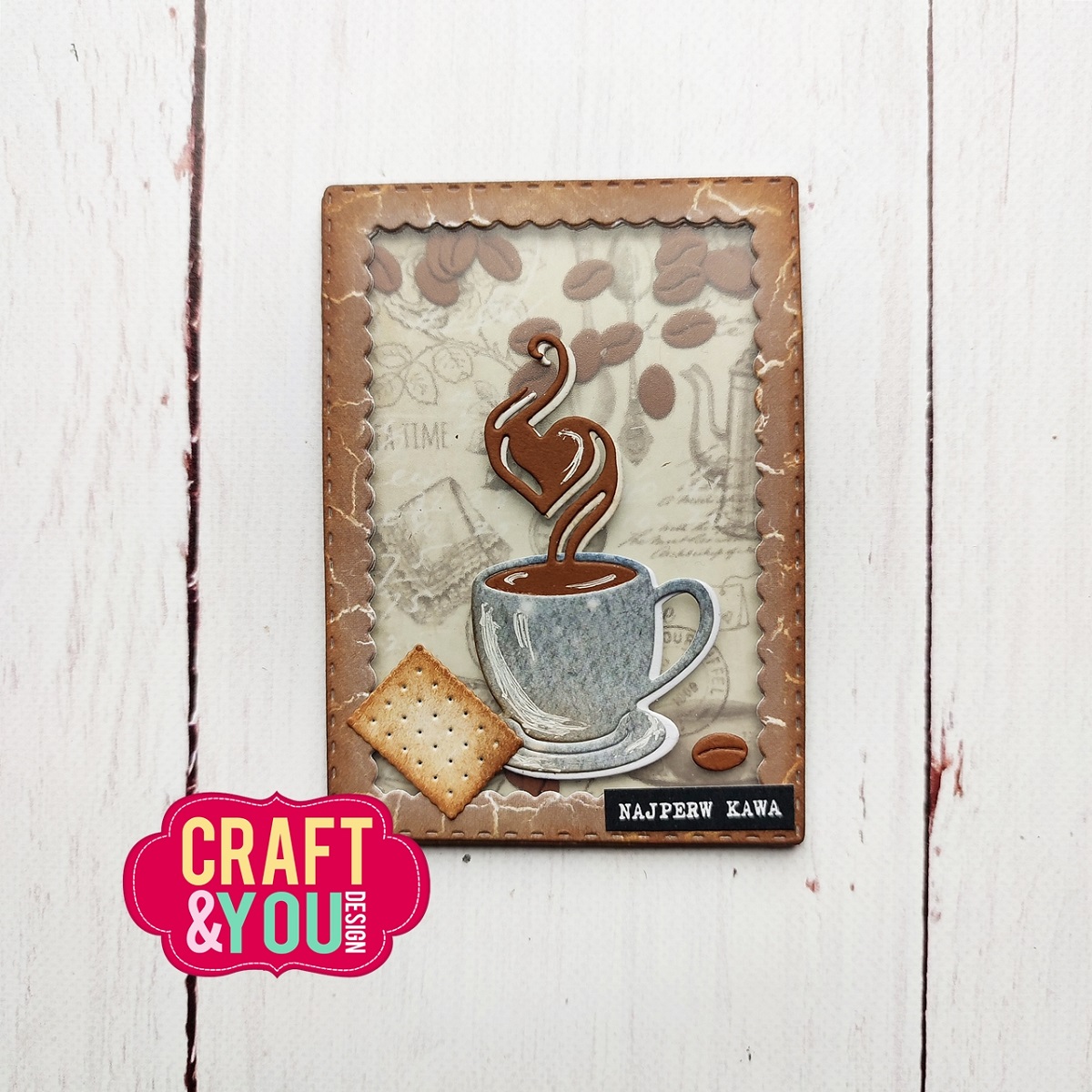 CW262 Cutting Die - ATC Frame with a cup of cofee - Craft&You Design
