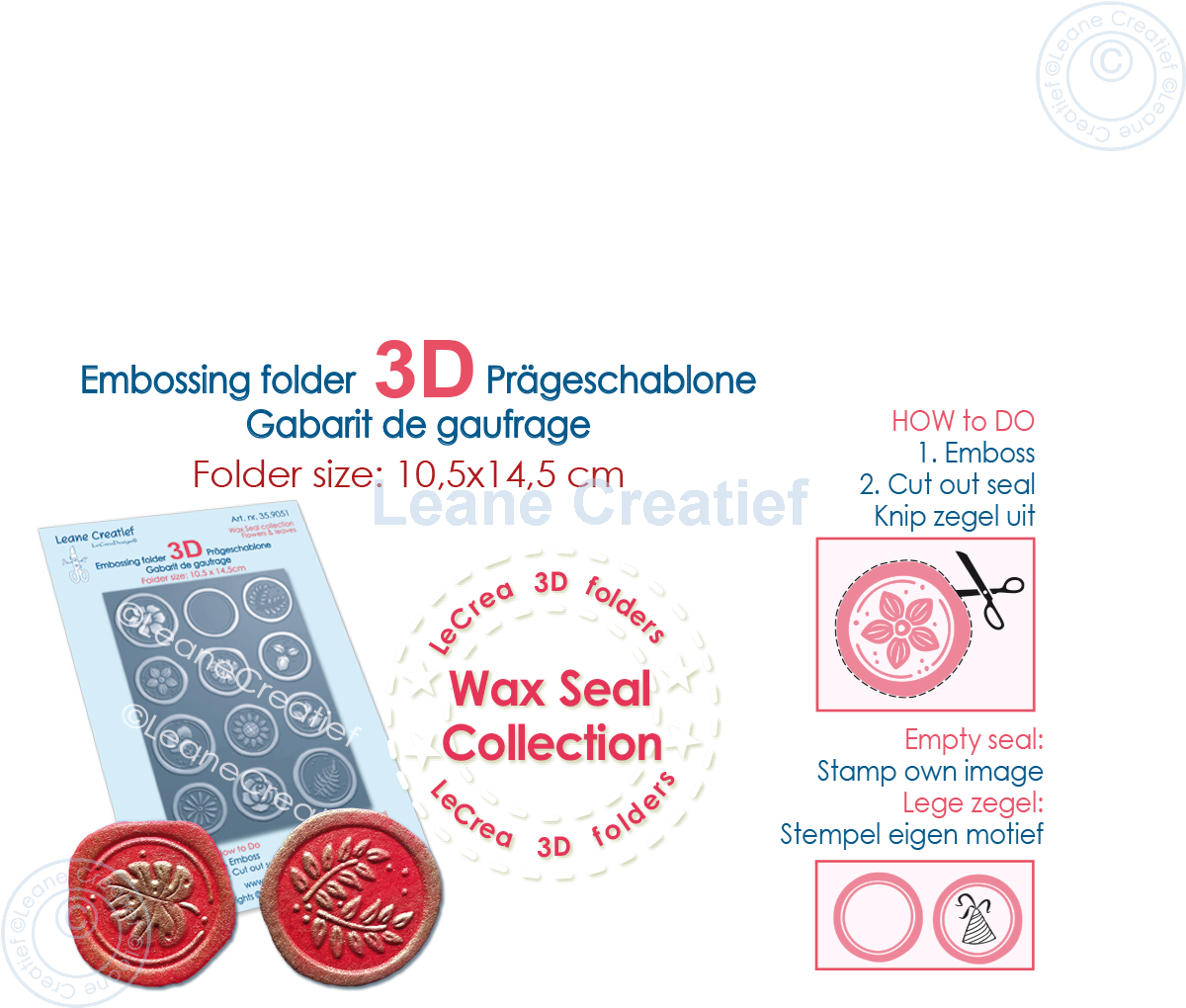 35.9051 3D embosing folder Wax seals Flowers & Leaves