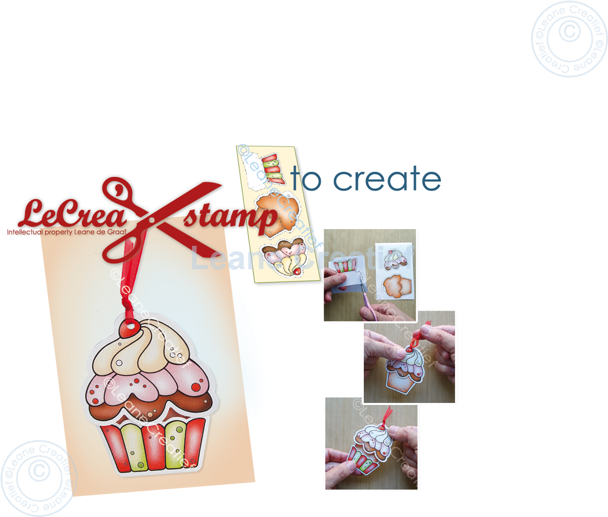 55.8993 Leane Creatief Acrylic Stamp - combi clear stamp Cupcake