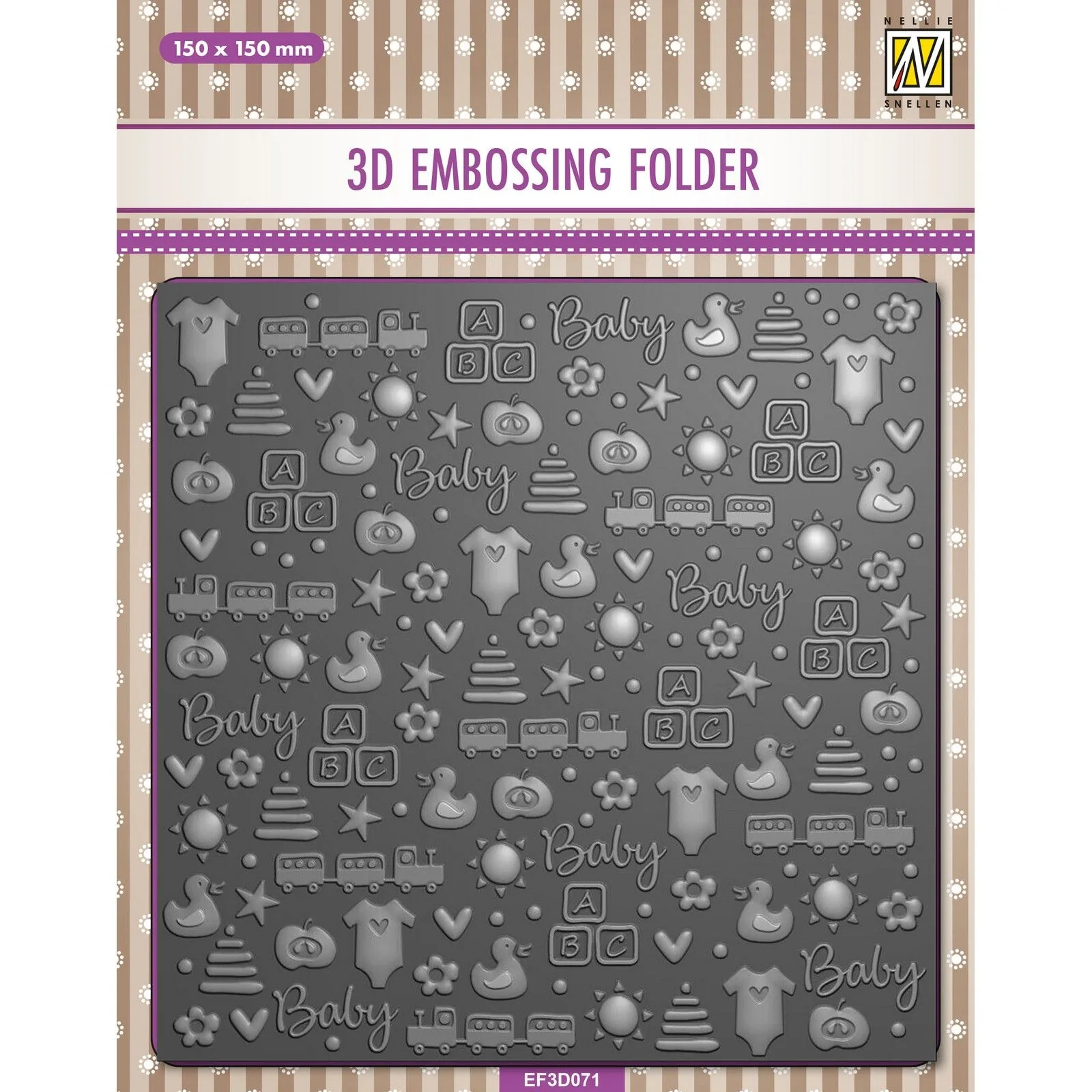 EF3D071 Nellie's Choice • Background 3D Embossing Folder Babythings