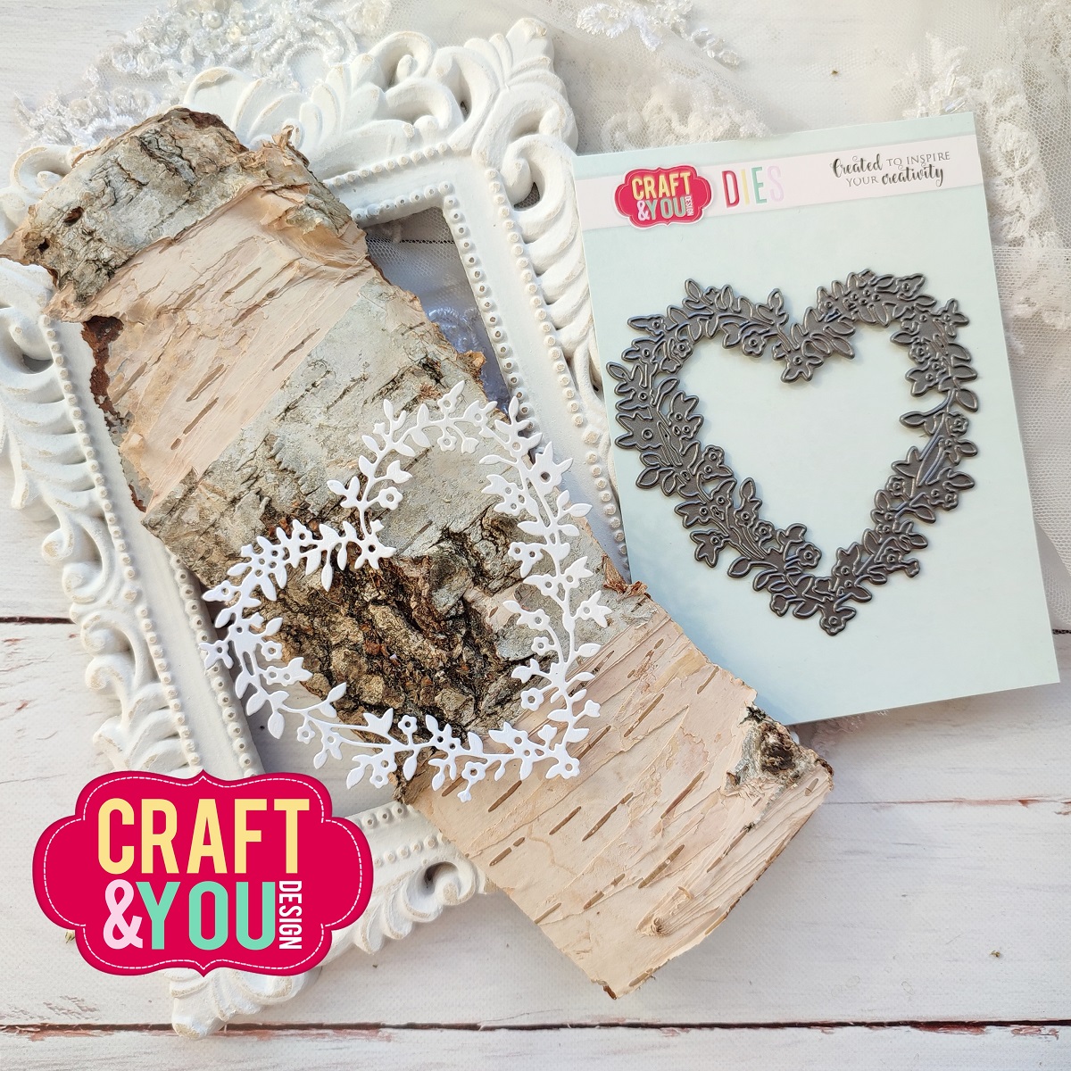 CW281 Cutting die - Flowerheart Frame - Craft & You Design