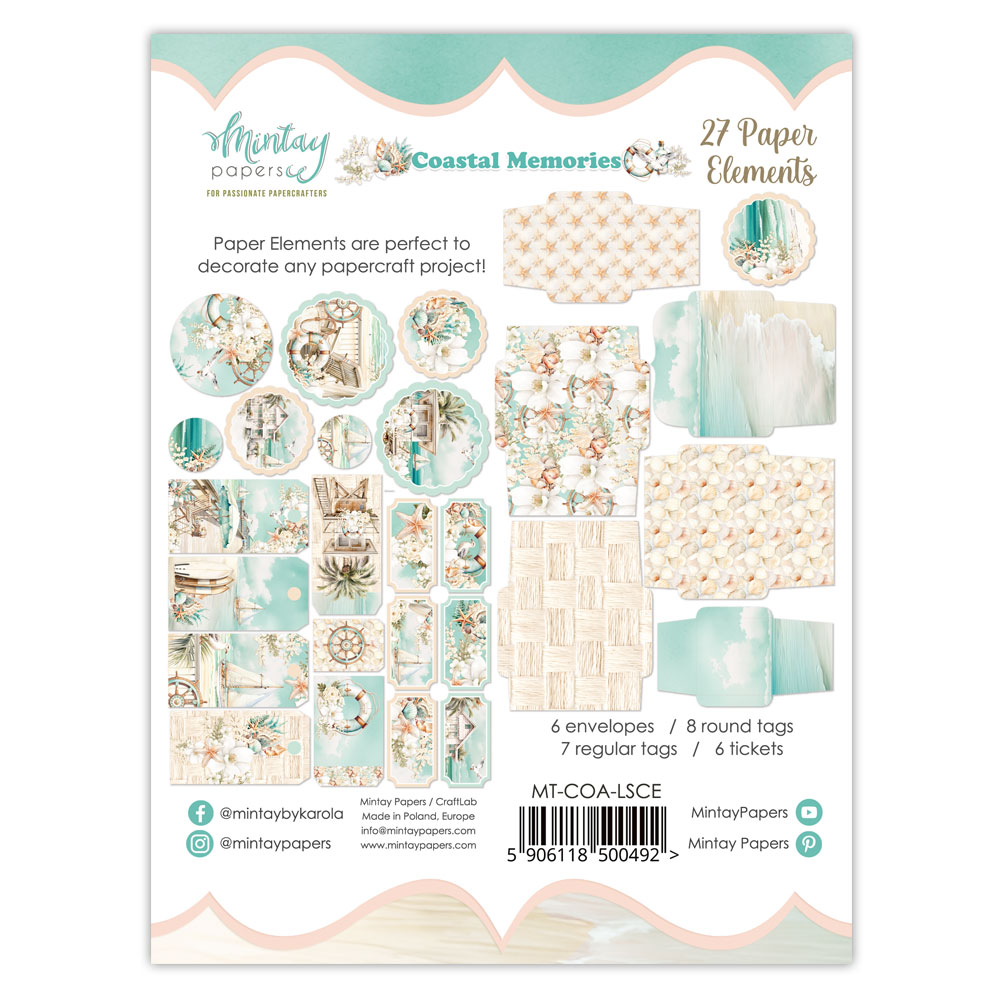 MT-COA-LSCE COASTAL MEMORIES - Paper Envelopes and Tags - MINTAY MINTAY - die cuts