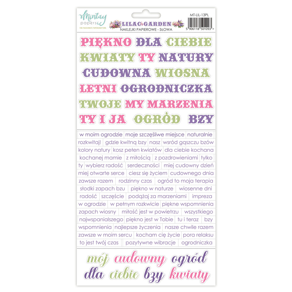 MT-LIL-13PL LILAC GARDEN - Paper stickers - wordss - MINTAY