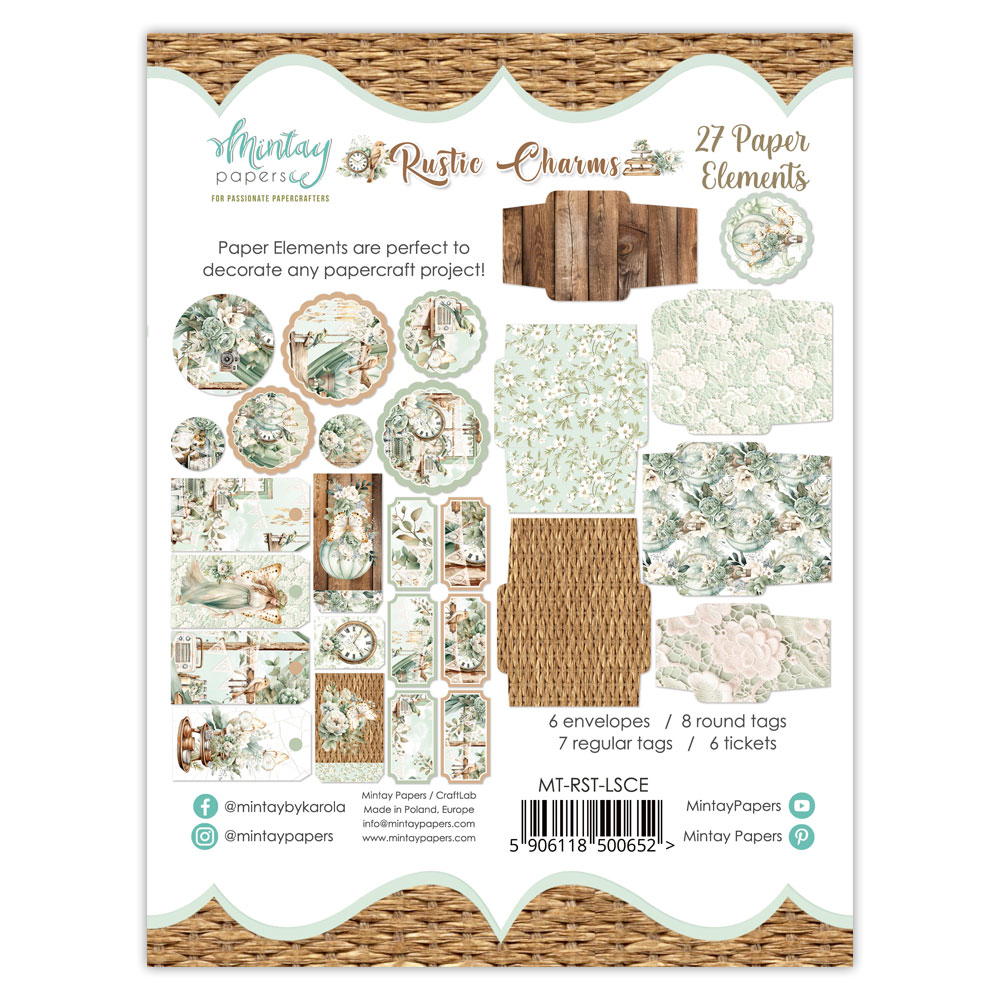 MT-RST-LSCE RUSTIC CHARMS - Paper Envelopes and Tags - MINTAY MINTAY - die cuts