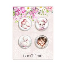 LEM-COTCAN-05   Cotton Candy Girl - Zestaw samoprzylepnych ozdób / buttonów - Lemoncraft