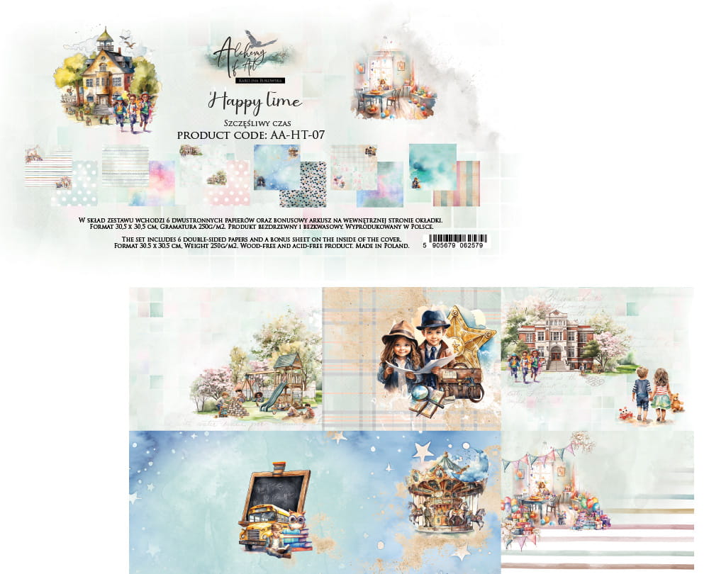AA-HT-07 Paper Set 12x12 " / 30,5 x 30,5 cm - Happy Time - Alchemy of Art