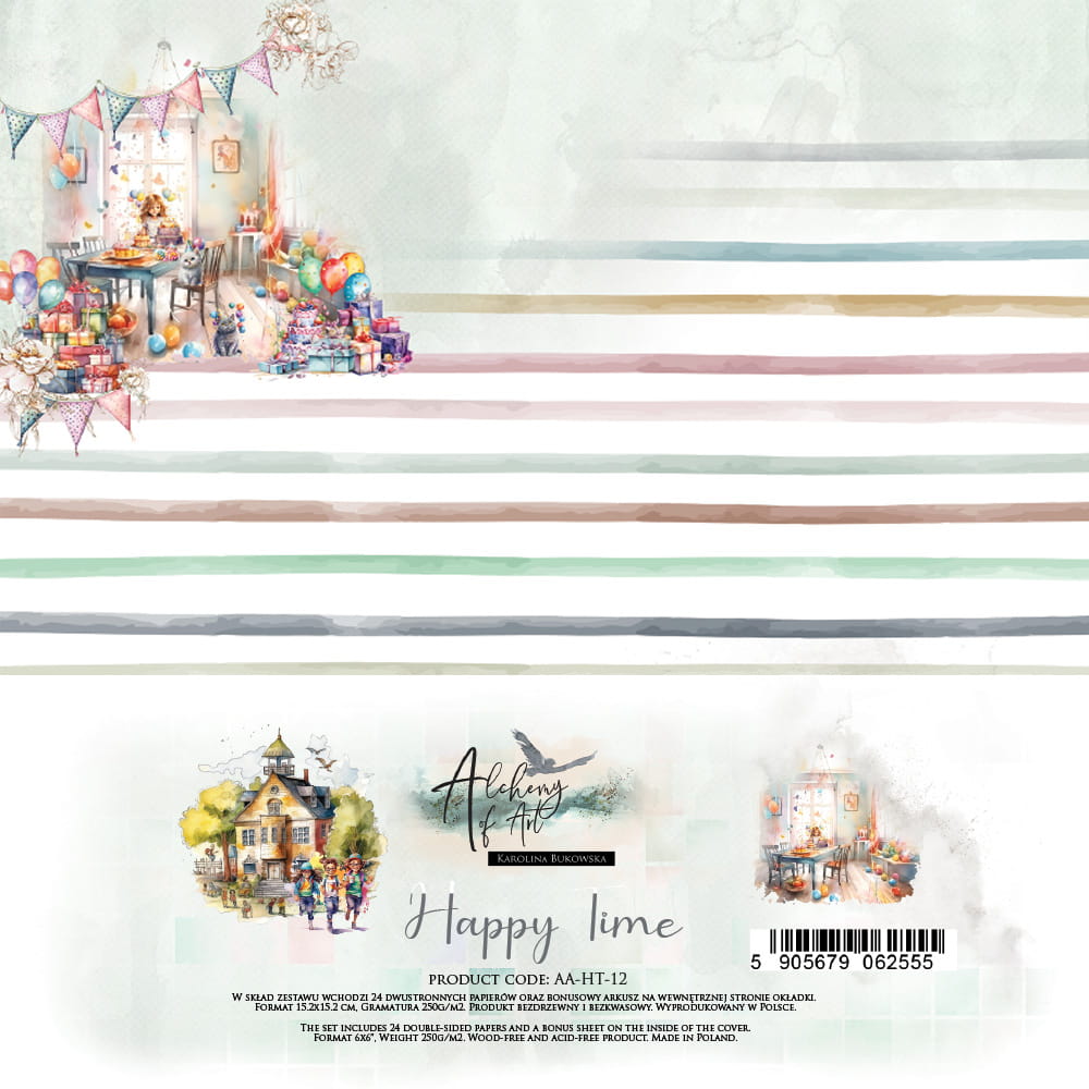 AA-HT-12 Alchemy of Art - 6x6'' - A SET OF PAPERS - Happy Time