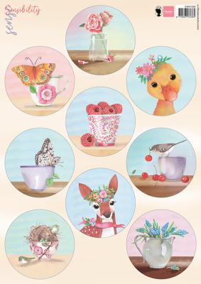 EWK1299 A4 one side paper - Marianne Design - Sensibility - summer circles 7 cm