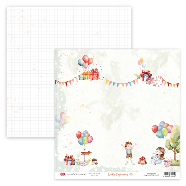 CP-LE05 Double-sided scrapbooking paper Craft & You Design 12x12" Little Explorers 05
