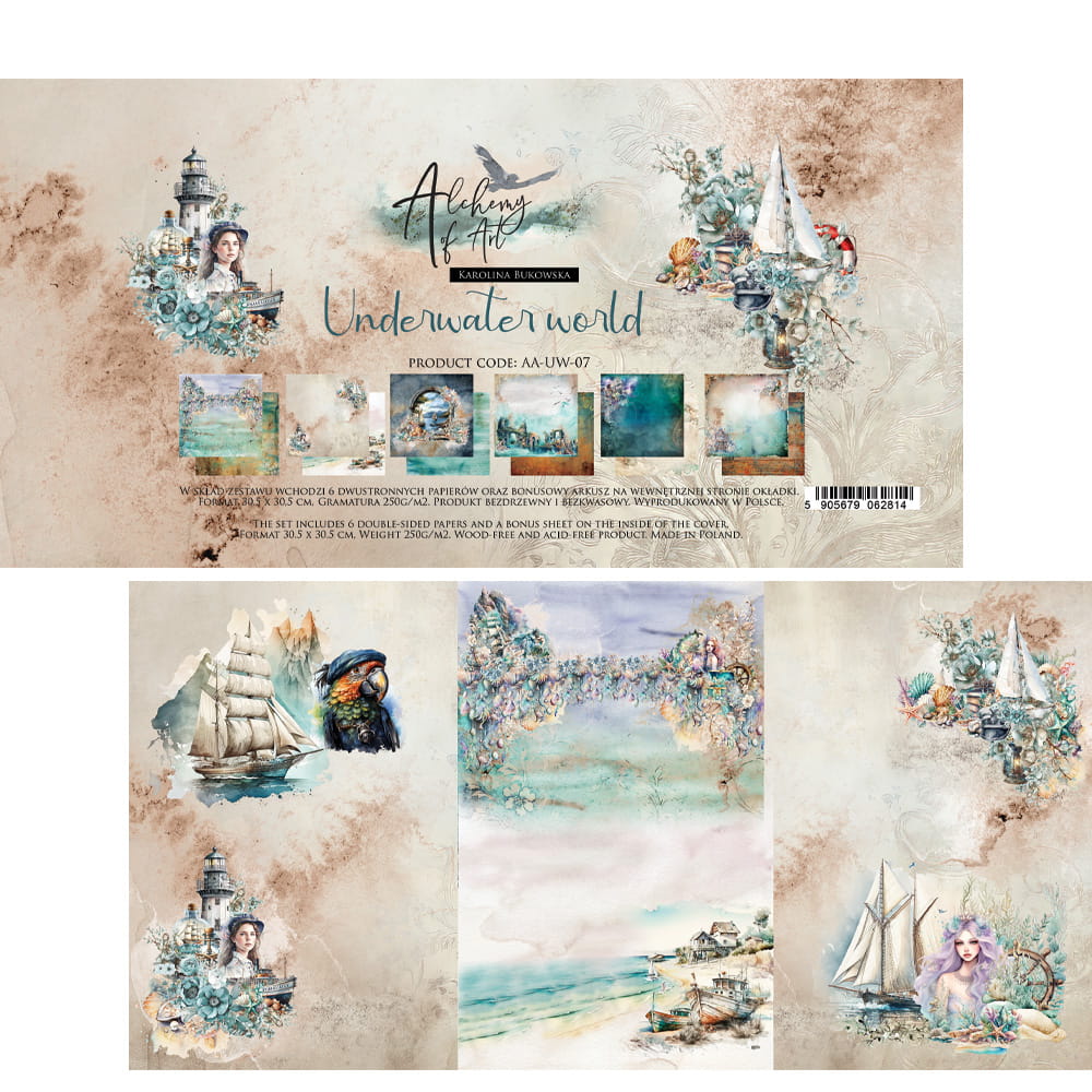 AA-UW-07 PRE-SALE Alchemy of Art - 12x12'' - A SET OF PAPERS - Underwater world