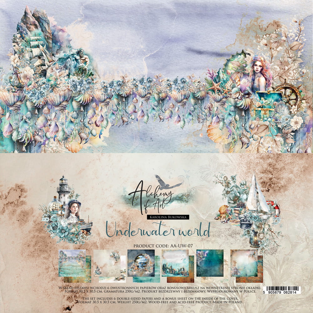 AA-UW-07 PRE-SALE Alchemy of Art - 12x12'' - A SET OF PAPERS - Underwater world