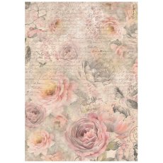 DFSA4877  Shabby Rose A4 Rice Paper Roses Pattern