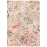 DFSA4877 Shabby Rose A4 Rice Paper Roses Pattern