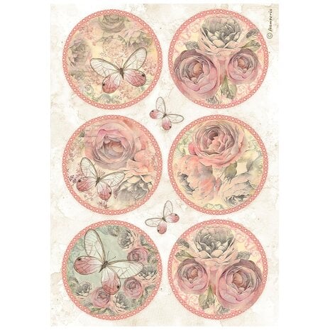 DFSA4879 Stamperia Shabby Rose A4 Rice Paper 6 Rounds