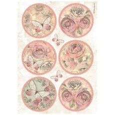 DFSA4879  Stamperia Shabby Rose A4 Rice Paper 6 Rounds 