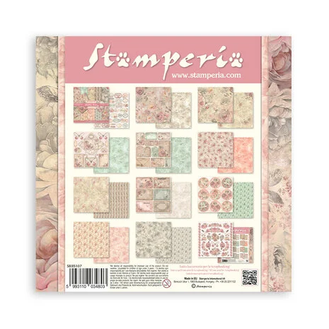 SBBS107 Stamperia Shabby Rose 8x8 Inch Paper Pack
