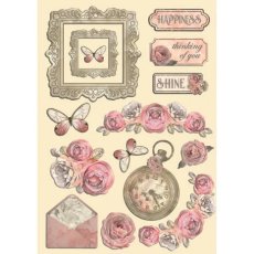 KLSP161  Stamperia Stamperia Shabby Rose Colored Wooden Shape A5