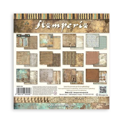 SBBS106 Stamperia Land of Pharaohs Backgrounds 8x8 Inch Paper Pack