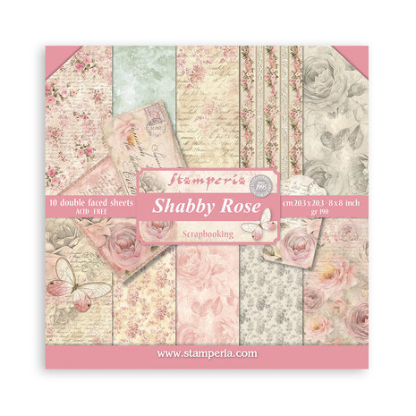 SBBS107 Stamperia Shabby Rose 8x8 Inch Paper Pack