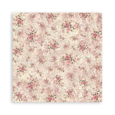 SBPLT29 Stamperia Shabby Rose 12x12 Inch Fabric Sheets (4pcs)