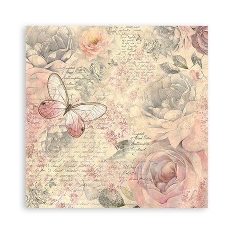 SBPLT29 Stamperia Shabby Rose 12x12 Inch Fabric Sheets (4pcs)