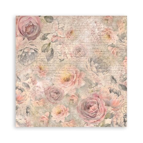 SBPLT29 Stamperia Shabby Rose 12x12 Inch Fabric Sheets (4pcs)