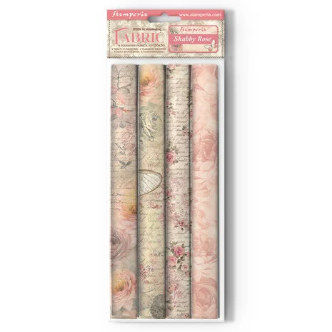 SBPLT29 Stamperia Shabby Rose 12x12 Inch Fabric Sheets (4pcs)