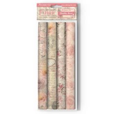SBPLT29 Stamperia Shabby Rose 12x12 Inch Fabric Sheets (4pcs) 