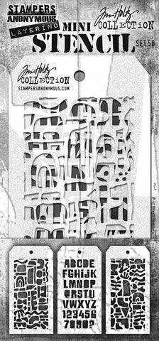 TH-MST058 SA / TIM HOLTZ MINI STENCIL SET #58
