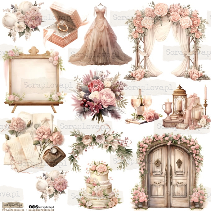NSL-07 Paper stickers Scraplove - WEDDING COZY 1