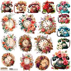 NSL-27 Paper stickers Scraplove - CLOCK $ TELEPHONE