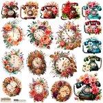 NSL-27 Paper stickers Scraplove - CLOCK $ TELEPHONE