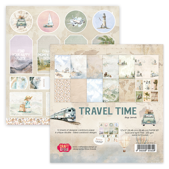 OK-TRT30 Okładka od zestawu Travel Time Craft & You Design - double-sided 30,5x30,5 cm