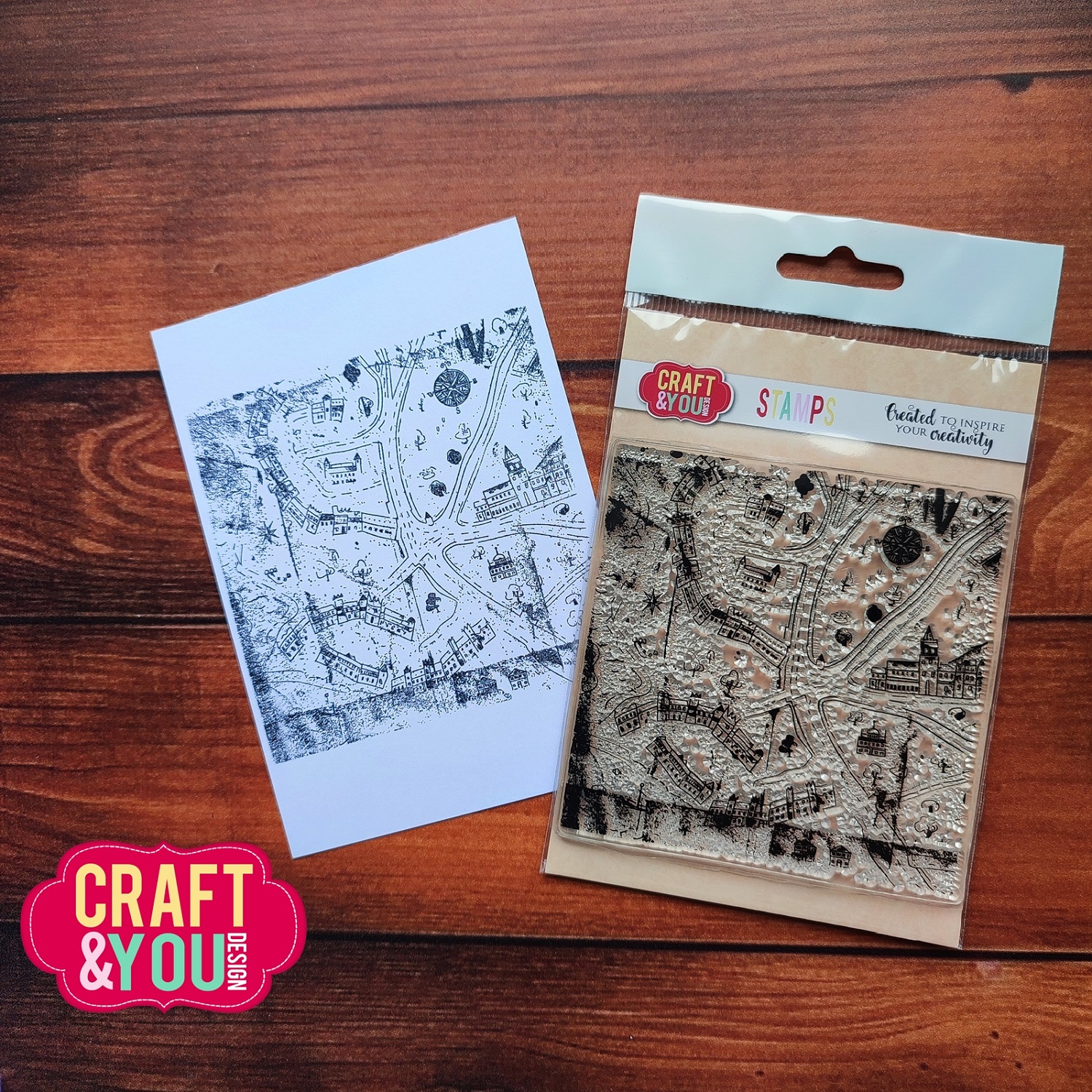 CS038 Clear StampsOld Town Map - Craft & You Design